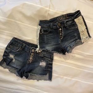 Rue 21 blue jean and lace shorts and Rue 21 blue stretch jean